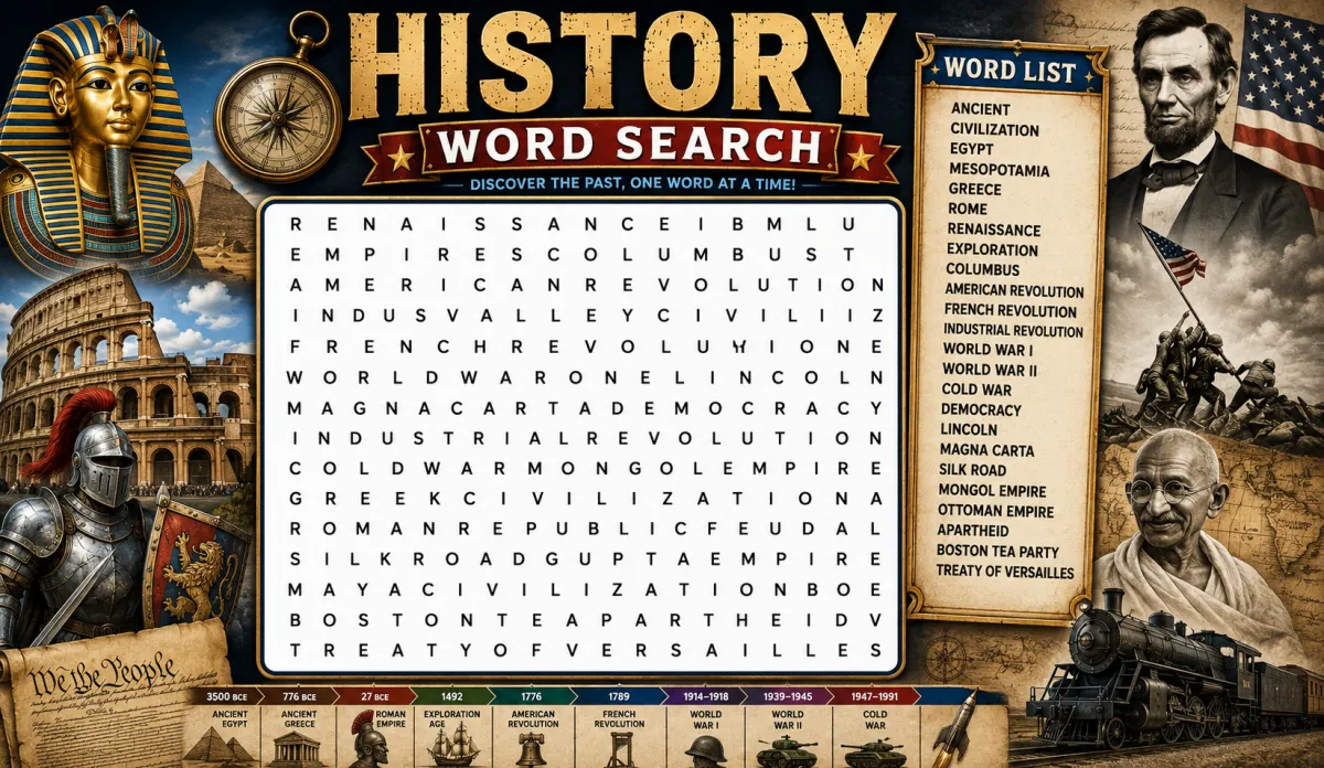 History Word Search: The Ultimate Guide to Learning World History Through Puzzles