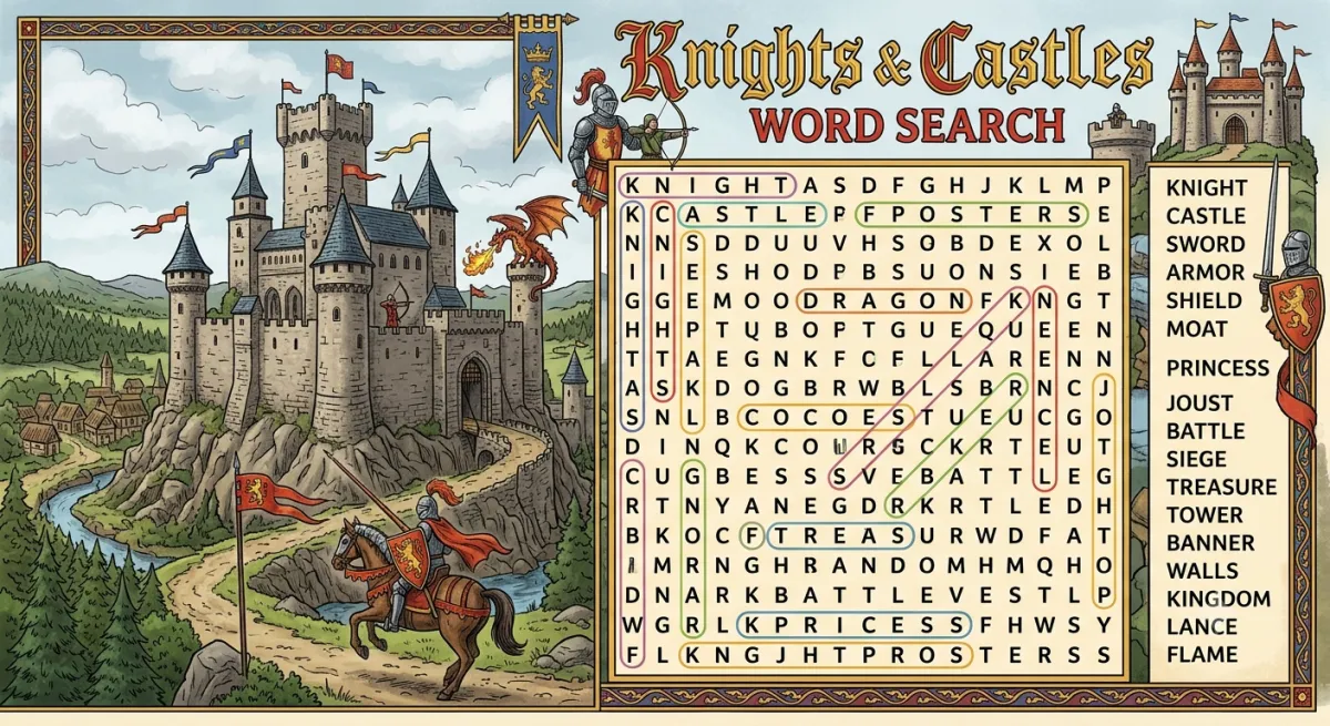 Knights and Castles Word Search: A Journey Back to the Medieval Era