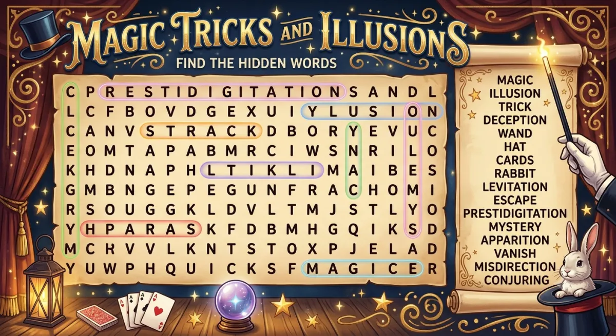 Magic Tricks and Illusions Word Search: A Puzzle Full of Wonder