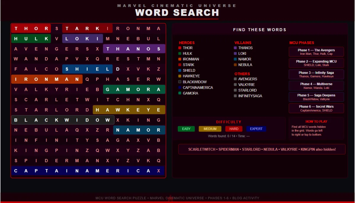 Marvel Cinematic Universe Word Search Puzzle: The Ultimate MCU Trivia &amp;amp; Activity Guide