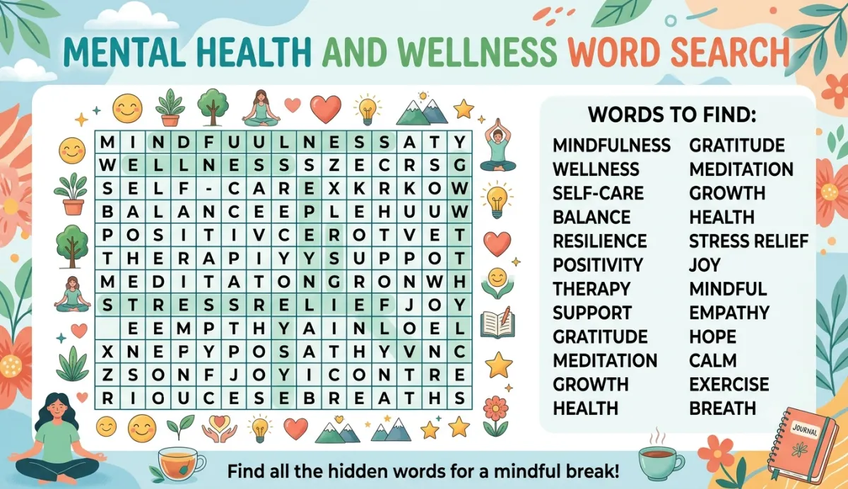 Mental Health and Wellness Word Search: Building Vocabulary for Wellbeing