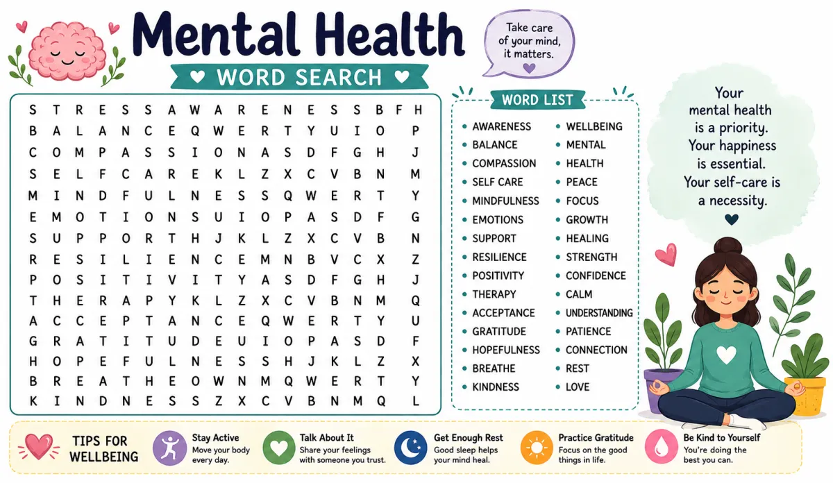 Mental Health Word Search — Wellness Vocabulary Guide (2026)
