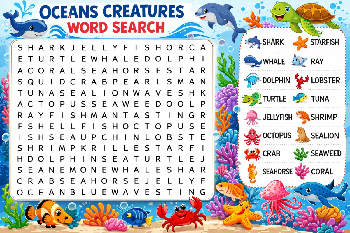 Ocean Creatures Word Search