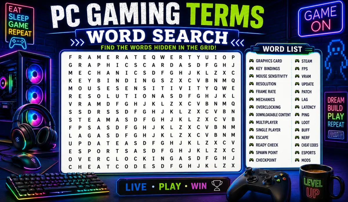 PC Gaming Terms Word Search: A Fun Way to Learn Gaming Vocabulary