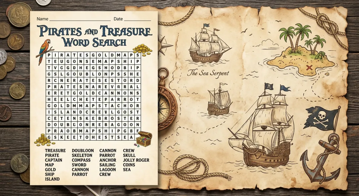 Pirates and Treasure Word Search: An Adventure on the High Seas