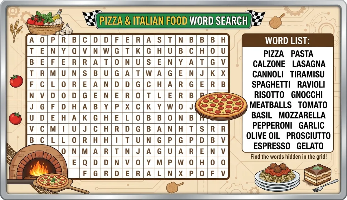 Pizza and Italian Food Word Search: A Delicious Way to Learn New Words