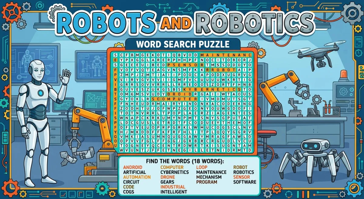 Robots and Robotics Word Search: Engineering Vocabulary for the Future