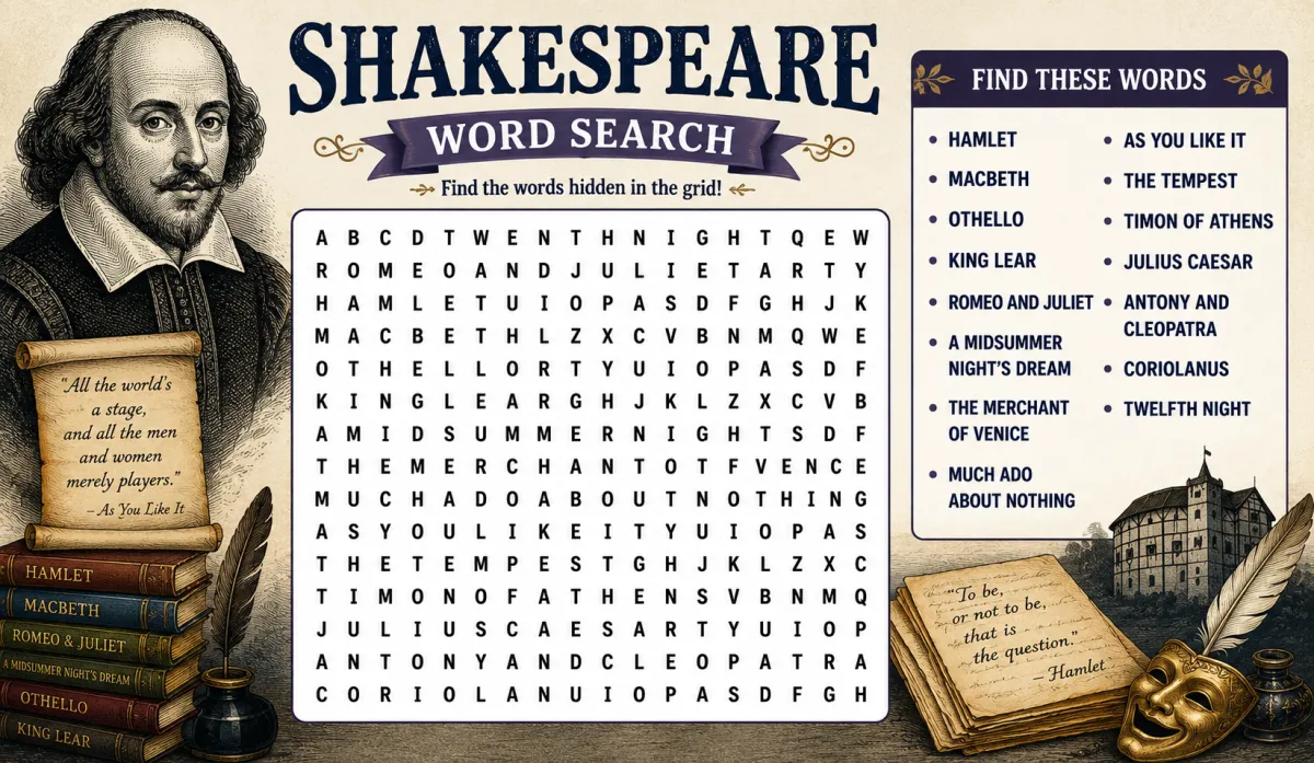 Shakespeare Word Search: A Creative Way to Explore the Bards Legacy