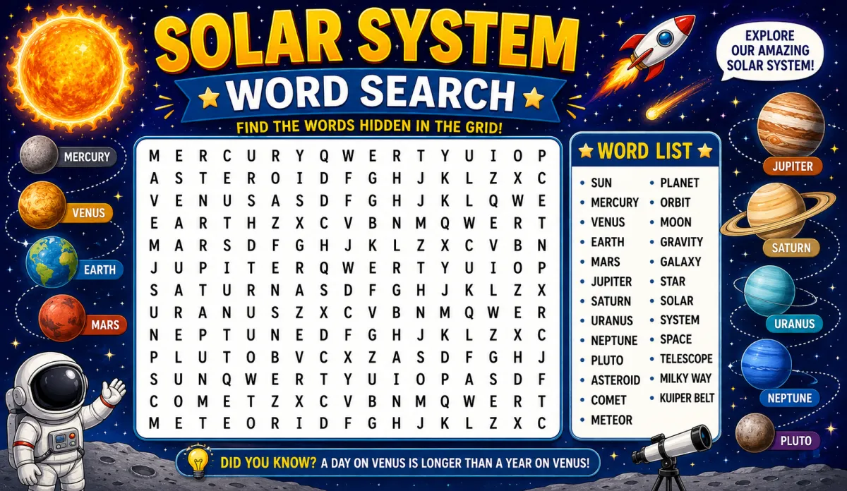 Solar System Word Search: A Puzzle That Takes You From the Sun to the Edge of Space