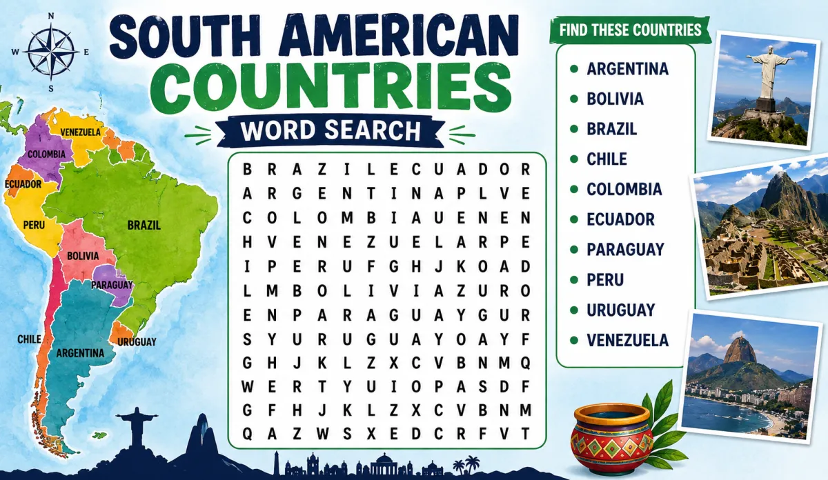 South American Countries Word Search: A Fun and Educational Puzzle Guide