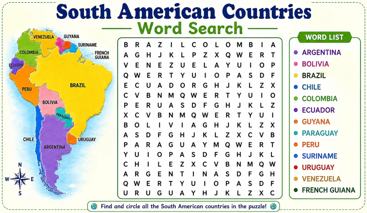South American Countries Word Search: Geography Terms Explained (2026)