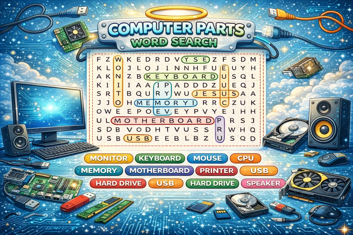 Computer Parts Word Search Word Search Puzzle