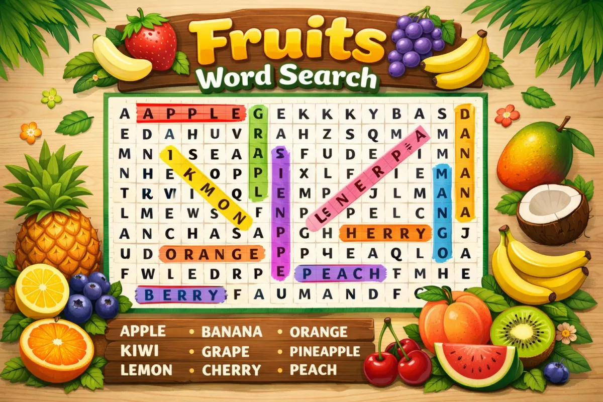 Fruits Word Search